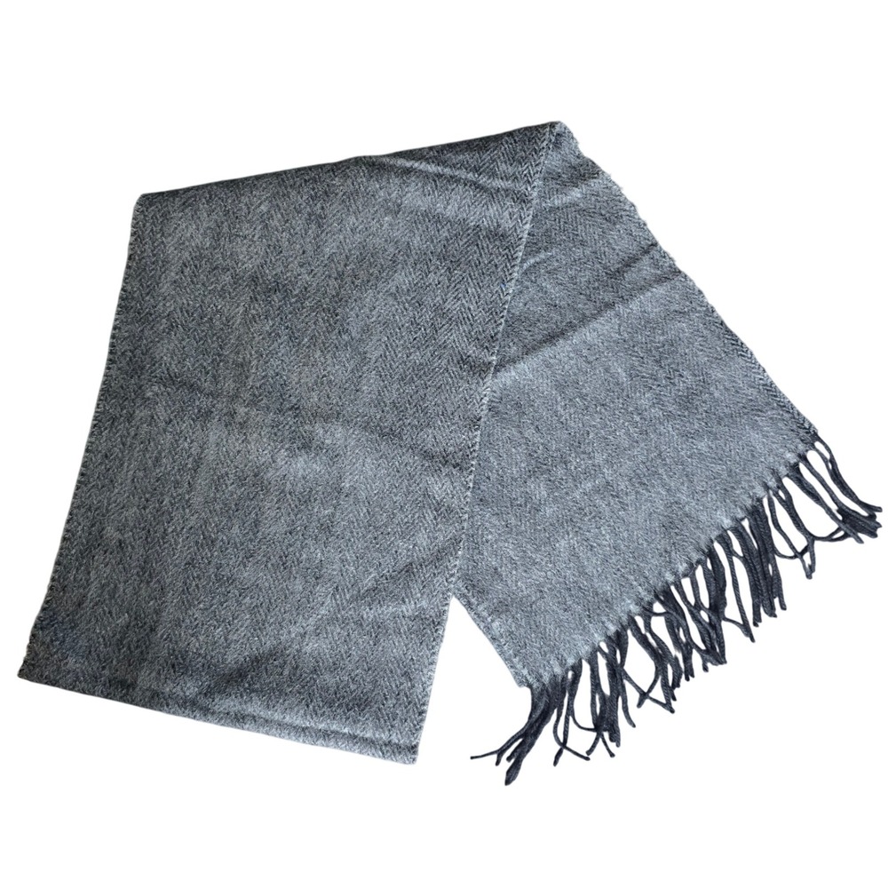 Nordstrom Gray Herringbone Wool Blend Scarf Fringe Women's Accessory‎